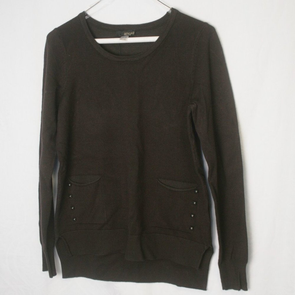 Renuar Black Sweater with Pockets